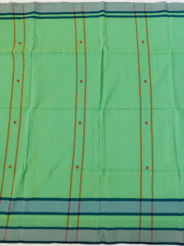 ShopNaya Exclusive | Handwoven | Pure Cotton Saree | Jamdani Weave | No Blouse | Light Lime Green | No Zari | Ships from California